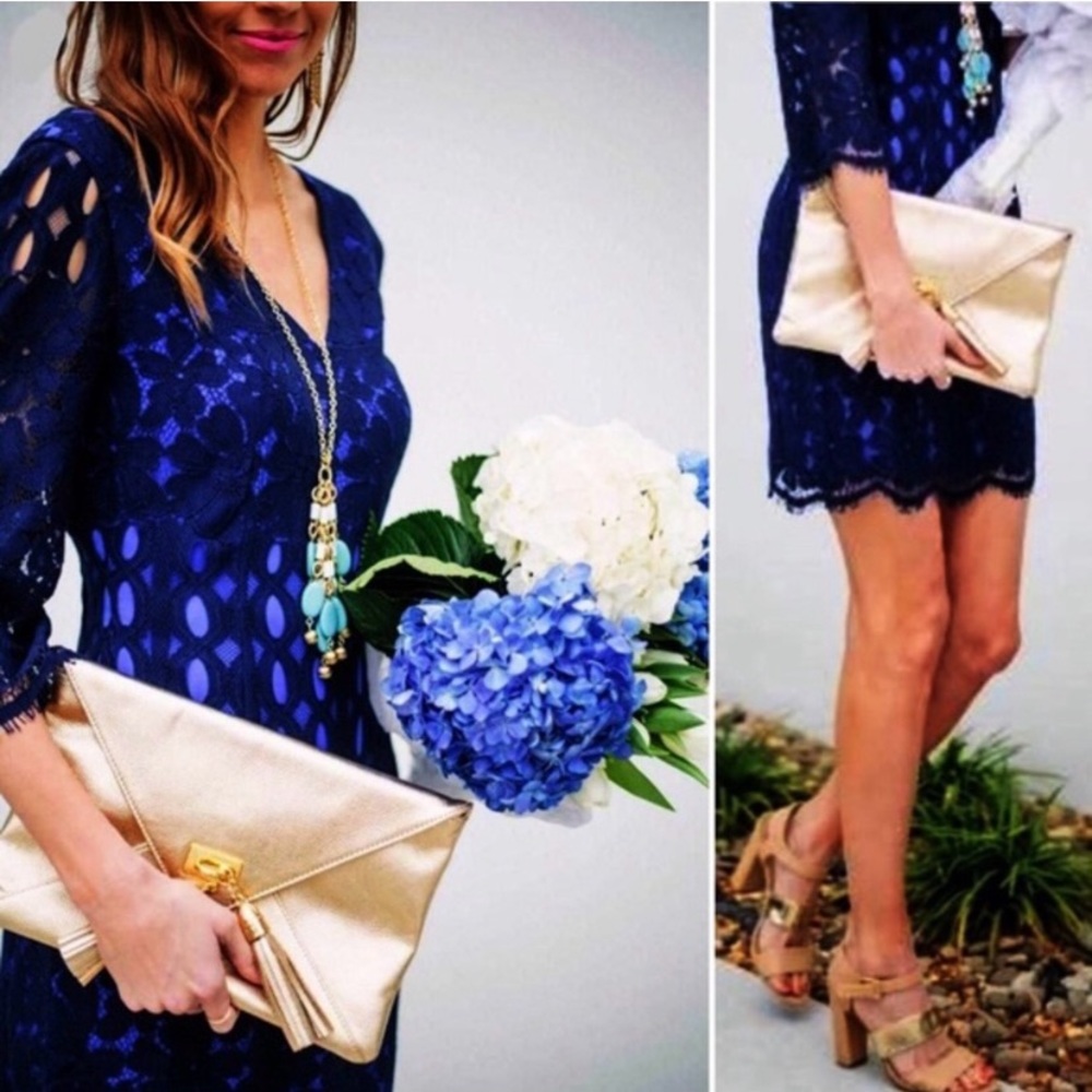 Lilly Pulitzer Macon Whitaker Size 4 blue lace dress